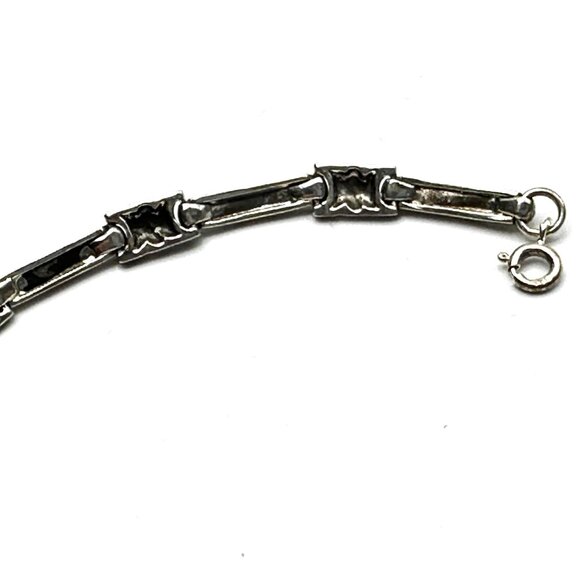 Vintage DBJ Marcasite Sterling Silver Link Bracelet — Art Deco Revival— NOS - Picture 9 of 11